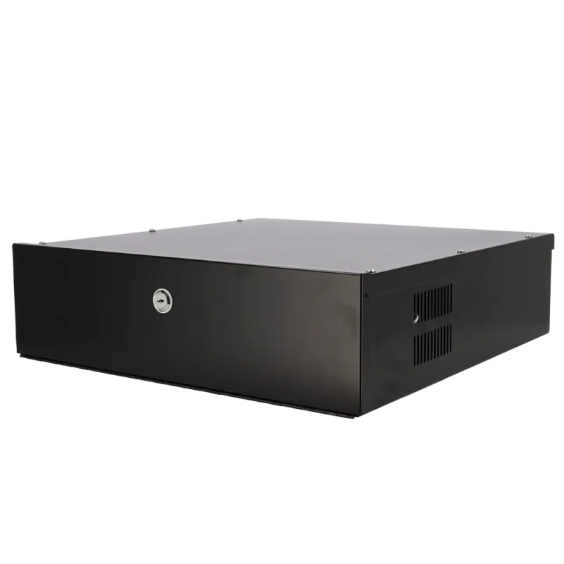 Caja metálica cerrada para DVR - Específico para CCTV - Para grabadores de hasta 2U rack - Cerradura de leva - Ventil...