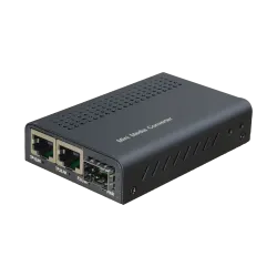 Conversor de medios - 2x Ethernet RJ45 - 1x SFP - Gigabit - 10/100/1000 Base-TX - Tamaño reducido