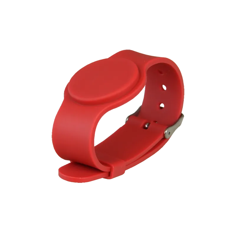 Pulsera de proximidad - ID por radiofrecuencia - MF pasivo | Color rojo - Alta frecuencia 13.56 MHz - Correa ajustabl...