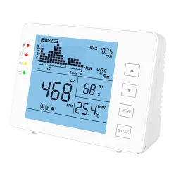 Medidor de CO2, temperatura y humedad - Con alarma visual y audible programable por el usuario - Registro de valor má...