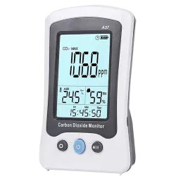 Medidor de CO2, temperatura y humedad - Con alarma visual y audible programable por el usuario - Registro de valor má...