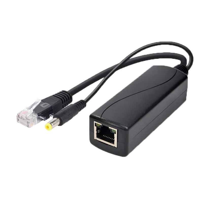 PoE Splitter - Para cámaras IP no PoE - Entrada RJ45 (PoE) / Salida RJ45 y jack - Velocidad 10/100/1000Mbps - Poten...