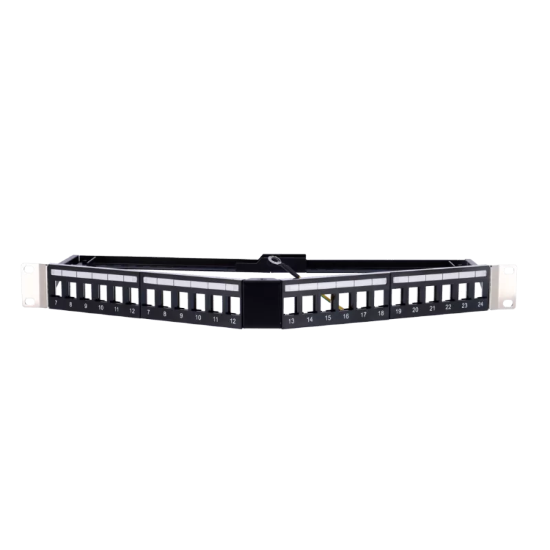 Patch panel angular vacío - 24 puertos FTP - Formato enrackable 1U - Sin electrónica - Barra para gestión de cables i...