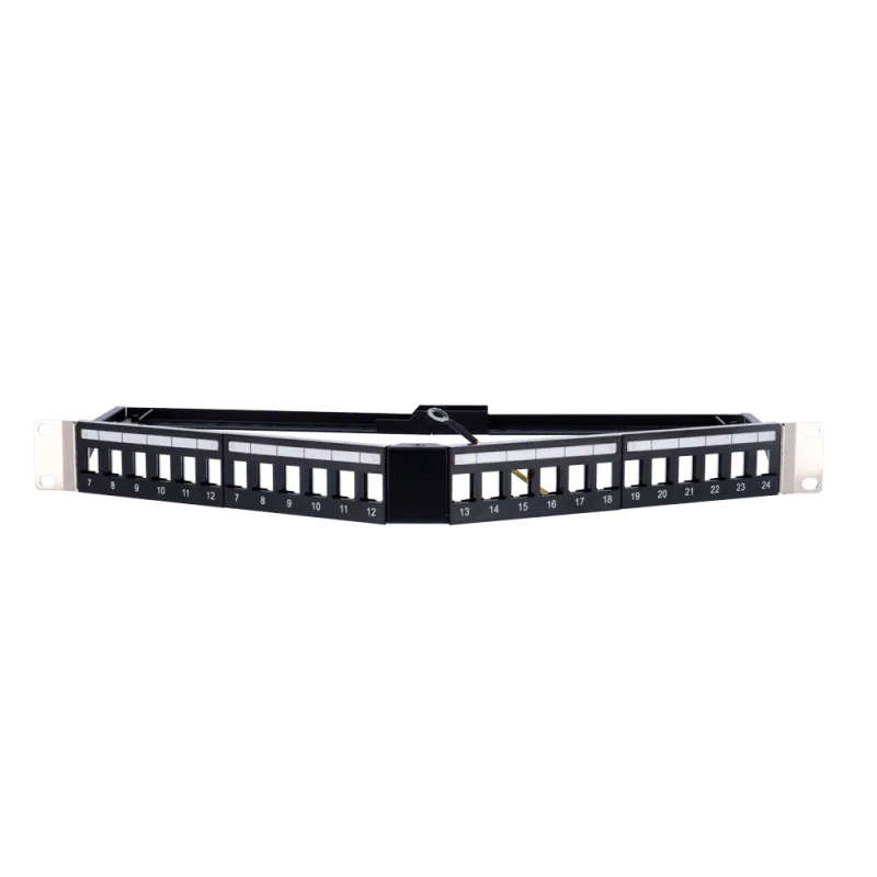 Patch panel angular vacío - 24 puertos FTP - Formato enrackable 1U - Sin electrónica - Barra para gestión de cables i...