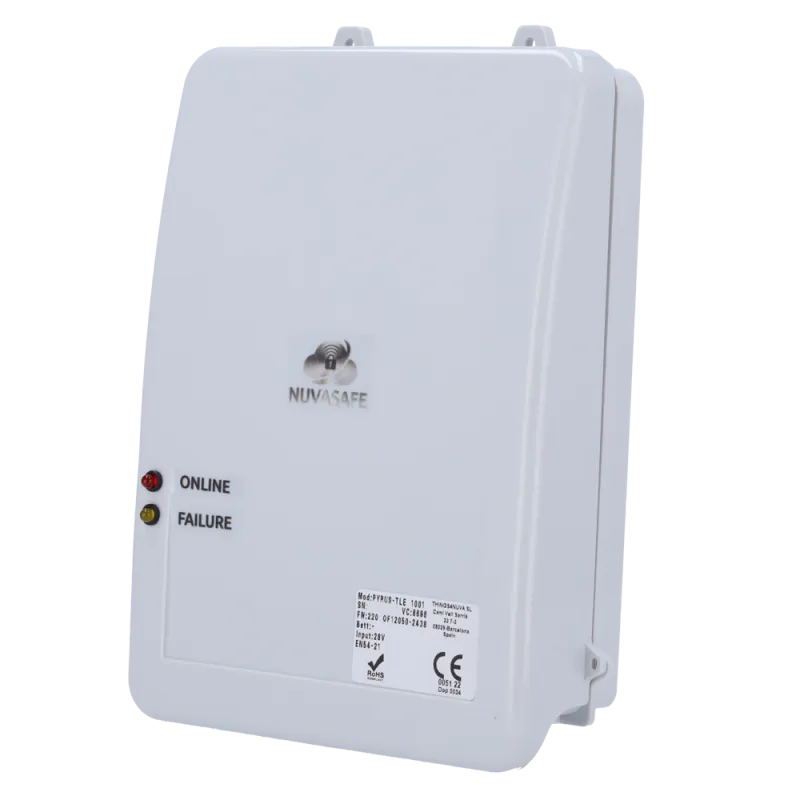 Transmisor de alarma certificado EN54-21 - ETHERNET, GPRS/NBIOT/LTE-CAT-M1 + LORA - Comunicación con CRA/CRI - 3 entr...