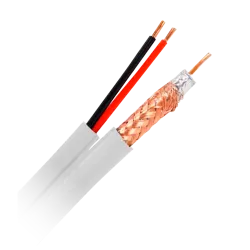 Cable Combinado - Mini RG59 + alimentación SIAMÉS - Rollo de 100 metros - Cubierta color blanco - Diámetro exterior 6...