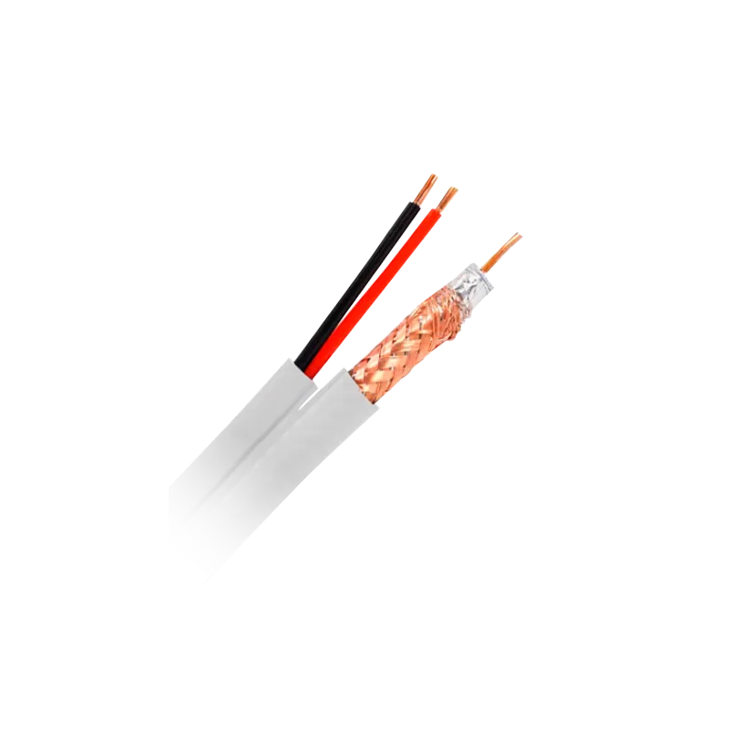 Cable Combinado - Mini RG59 + alimentación SIAMÉS - Rollo de 100 metros - Cubierta color blanco - Diámetro exterior 6...