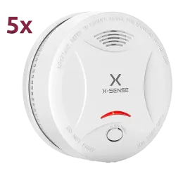 Pack de 5 detectores de humo autónomo X-Sense - Duración de la batería 10 años (no reemplazable) - Indicador luminoso...