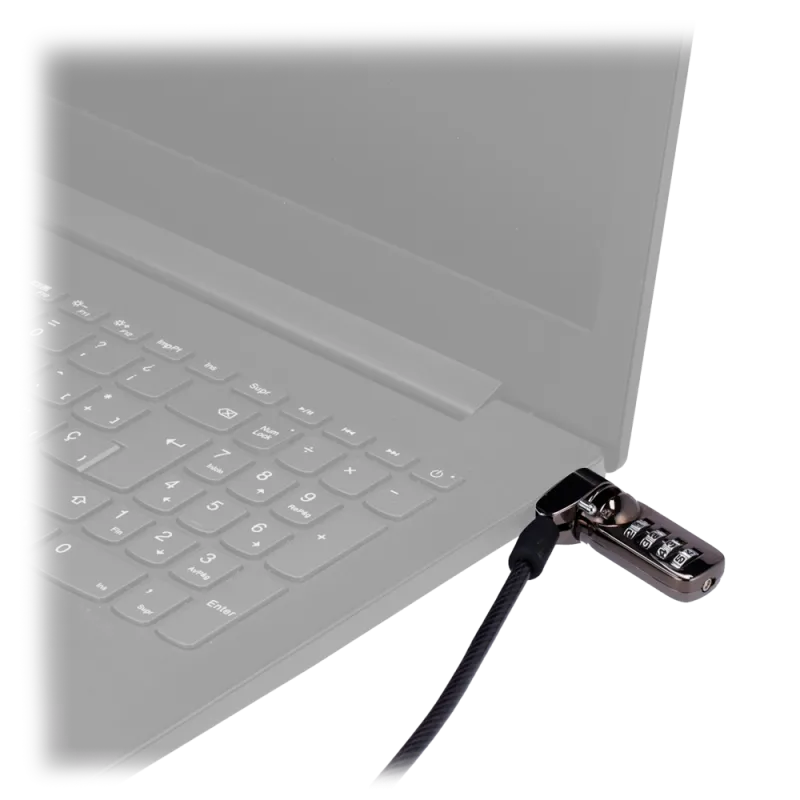 Cordón antihurto EAS - Apto para portátiles - Apertura con código de 4 dígitos - Dimensiones cerradura: 5 (An) x 7 (A...