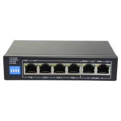 Switch PoE - 4 puertos PoE + 2 Uplink RJ45 - Velocidad hasta 100 Mbps en todos los puertos - Hasta 60W en total para ...