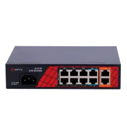 Safire Switch Hi-PoE - 8 puertos PoE + 2 Uplink RJ45 - Hibrido 8x10/100Mbps + 2x10/100/1000Mbps - 6 Puertos PoE+ 30W ...