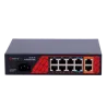 Safire Switch Hi-PoE - 8 puertos PoE + 2 Uplink RJ45 - Hibrido 8x10/100Mbps + 2x10/100/1000Mbps - 6 Puertos PoE+ 30W ...