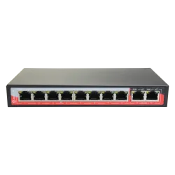 Switch PoE - 8 puertos PoE + 2 Uplink RJ45 - Velocidad 10/100 Mbps - Funciones: Ai VLan/QOS/CCTV Extend/PoE - Norma I...
