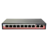 Switch PoE - 8 puertos PoE + 2 Uplink RJ45 - Velocidad 10/100 Mbps - Funciones: Ai VLan/QOS/CCTV Extend/PoE - Norma I...