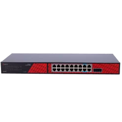 Safire Switch Hi-PoE - 16 puertos PoE + 2 SFP + 2 RJ45 - Velocidad de puertos Gigabit 10/100/1000Mbps - 14 Puertos Po...