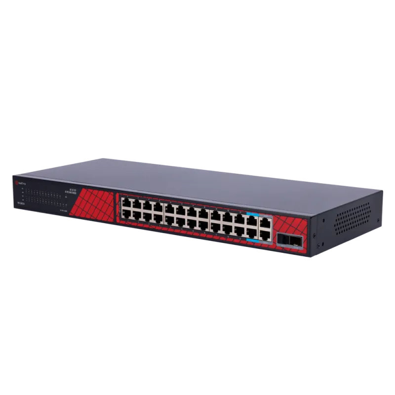 Safire Switch Hi-PoE - 24 puertos + 2 SFP Uplink + 2 Uplink RJ45 - Velocidad de puertos Fast Ethernet 10/100 Mbps - 2...