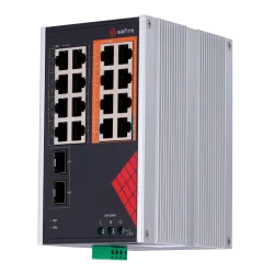 Safire Switch Industrial Alimentación AC y DC - 16 puertos Gigabit + 2 SFP Gigabit - 6 Puertos PoE+ 30W + 2 Puertos H...