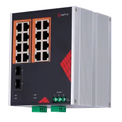 Safire Switch Industrial Alimentación AC y DC - 16 puertos Gigabit + 2 SFP Gigabit - 12 Puertos PoE+ 30W + 4 Puertos ...