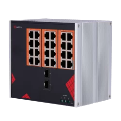 Safire Switch Industrial Alimentación AC 90~264V - 24 puertos Gigabit + 2 SFP Gigabit - 18 Puertos PoE+ 30W + 6 Puert...