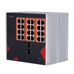 Safire Switch Industrial Alimentación AC 90~264V - 24 puertos Gigabit + 2 SFP Gigabit - 18 Puertos PoE+ 30W + 6 Puert...