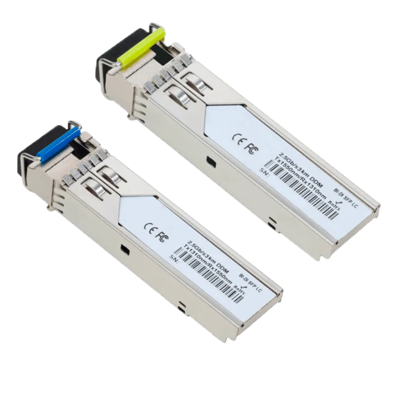 Pareja de módulos transceptores SFP Industriales - Tx 1550/1310 nm Rx 1310/1550 nm - Fibra monomodo - Conector LC Sim...