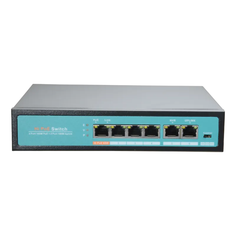 Switch PoE - 4 puertos PoE + 2 Uplink - Velocidad de puertos 10/100 Mbps - 65W puerto 1 / 30W puerto 2-4 / Máximo 65W...
