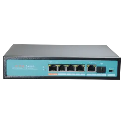 Switch PoE - 4 puertos PoE + 1 Uplink + 1 SFP GIGA - Velocidad de puertos 10/100/1000 Mbps - 65W puerto 1 / 30W puert...