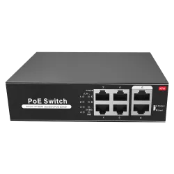 Switch PoE - 4 puertos PoE + 2 Uplink RJ45 - Velocidad hasta 100 Mbps en todos los puertos - Hasta 60W en total para ...