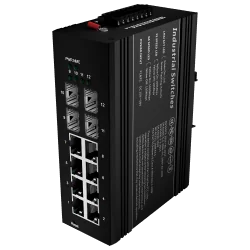 Switch PoE Marca Blanca - Montaje en carril DIN - 8 Puertos Gigabit + 4 SFP Gigabit - 90W puertos 1 y 2 / 30W puerto ...