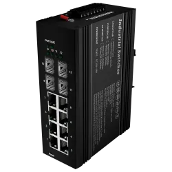 Switch PoE Marca Blanca - Montaje en carril DIN - 8 Puertos Gigabit + 4 SFP Gigabit - 90W puertos 1 y 2 / 30W puerto ...