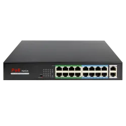 Switch PoE - 16 puertos RJ45 + 2 RJ45 Uplink - 16x 10/100Mbps + 2x 10/100/1000Mbps - 16 Puertos PoE 802.3af/at hasta ...