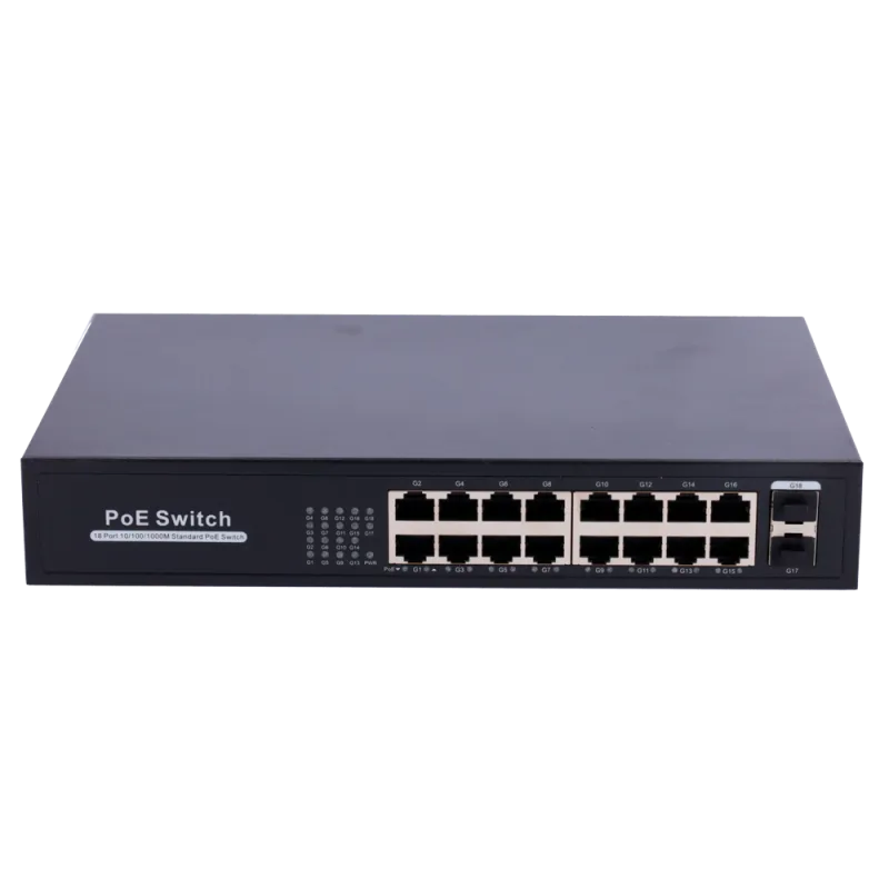 Switch PoE - 16 puertos RJ45 + 2 SFP Uplink - 16x 10/100/1000Mbps + 2x 10/100/1000Mbps - 16 Puertos PoE 802.3af/at ha...