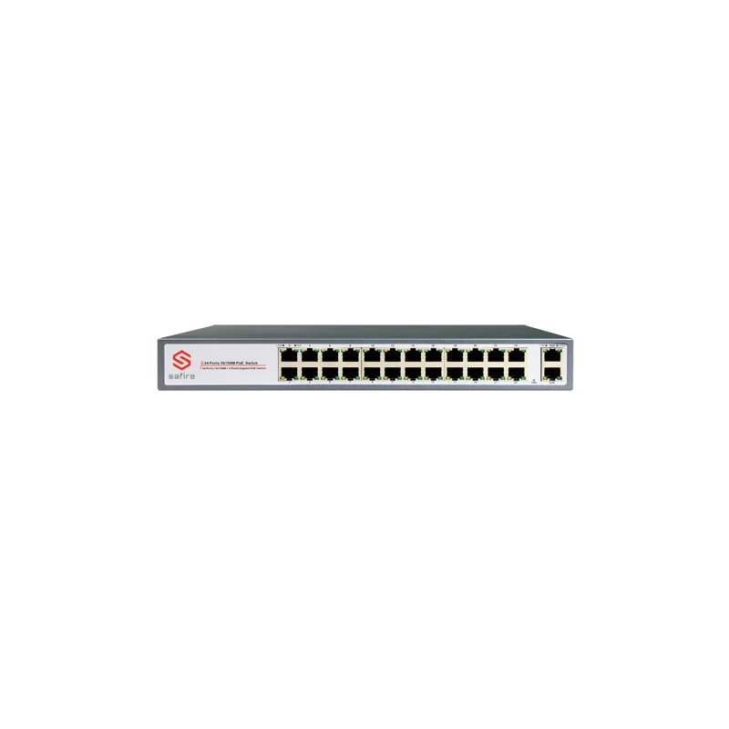 Switch PoE - 24 puertos PoE + 2 Gigabit Port - Velocidad 10/100 Mbps - 30 W por puerto / Máximo 250W - Alcance hasta ...