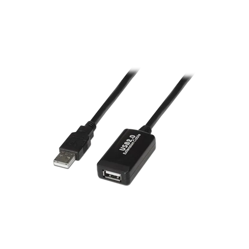 Extensor USB 2.0 - Longitud 5,0 m - Conectores USB A M/H - Activo - Color negro - Trasferencia hasta 480 Mbps