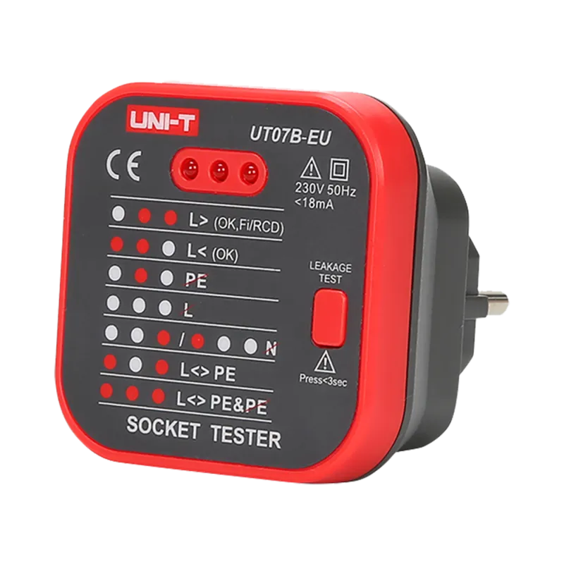 Tester de tomas eléctricas EU - Verificación de errores de cableado - Test de posibles fugas