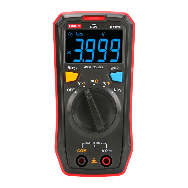 Multímetro digital de bolsillo - Medición de voltaje en DC y AC hasta 600V - Medición de temperatura - Medición de re...