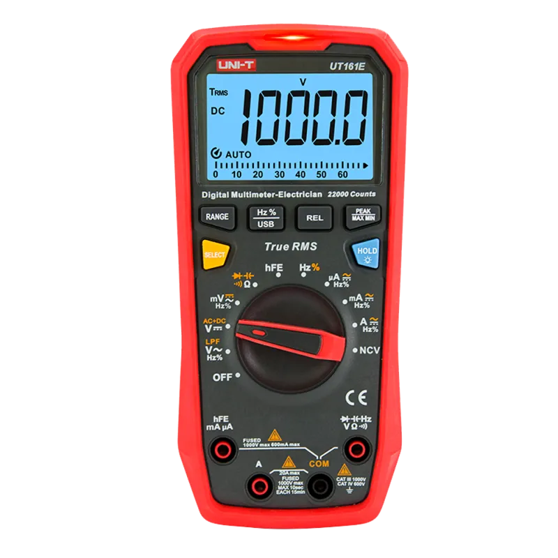 Multímetro digital CAT III - Pantalla LED de hasta 6000 cuentas - Medición en DC y AC hasta 1000V y 10A - Conexión co...