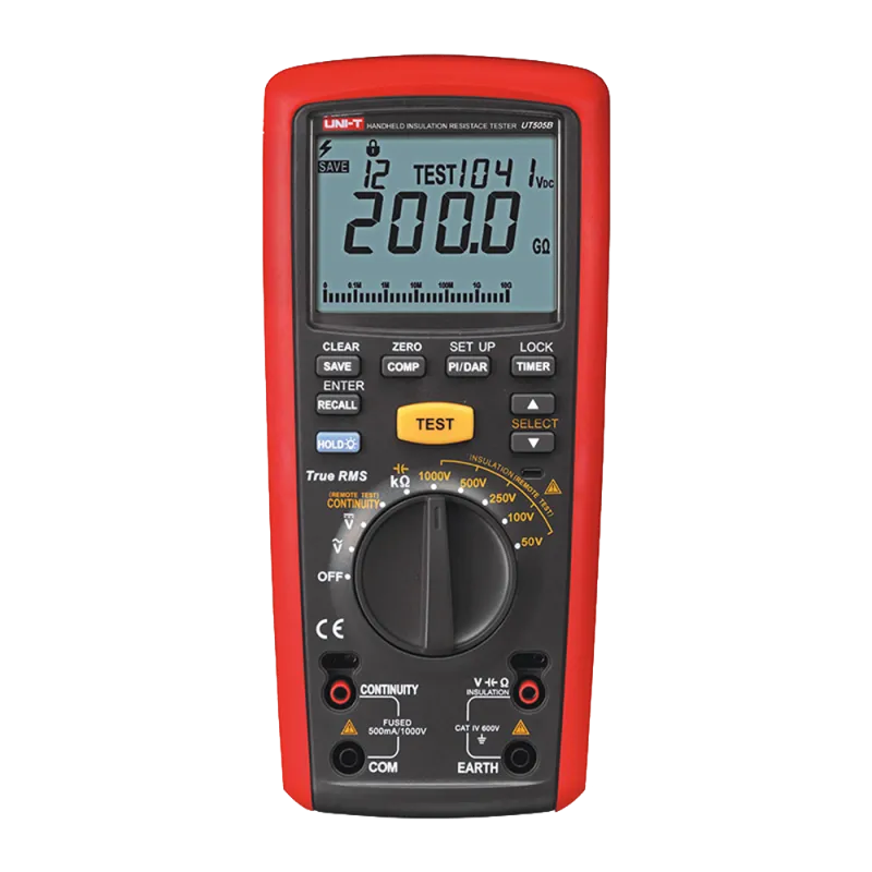 Medidor de resistencia de aislamiento - Multimétro de voltaje AC y DC hasta 600V - Rangos 50/100/250V/500V/1000V - Mi...