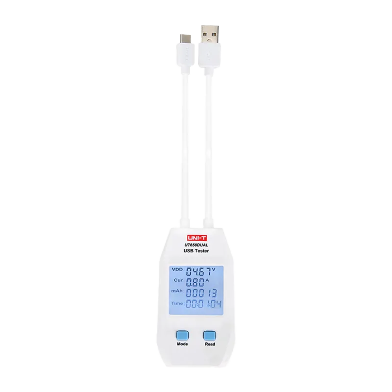 Medidor dual de corriente y tensión UNI-T - Sencilla conexión USB Tipo A y tipo C - Permite conocer la tensión y la c...