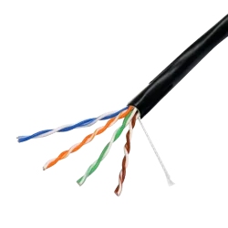 Cable UTP - Categoría 5E - Rollo de 305 metros - Cubierta color negro - Diámetro 5.5 mm - Cubierta especial para exte...