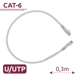 Cable UTP - Ethernet - Conectores RJ45 - Categoría 6 - 0,3 m - Color blanco