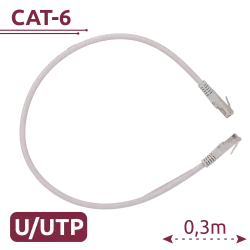 Cable UTP - Ethernet - Conectores RJ45 - Categoría 6 - 0,3 m - Color blanco