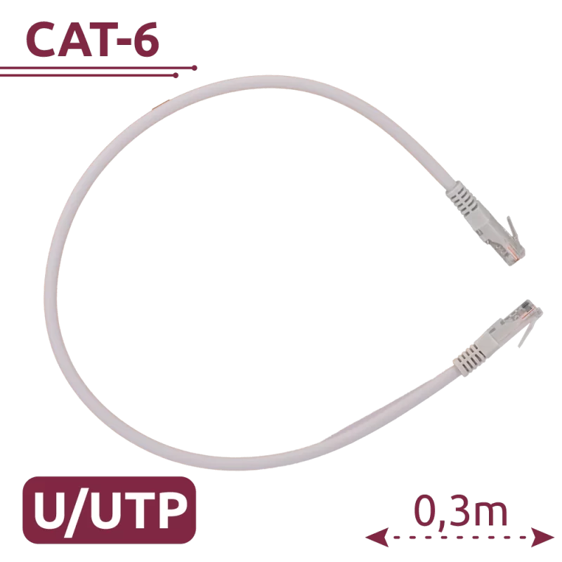 Cable UTP - Ethernet - Conectores RJ45 - Categoría 6 - 0,3 m - Color blanco