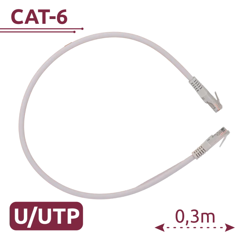 Cable UTP - Ethernet - Conectores RJ45 - Categoría 6 - 0,3 m - Color blanco