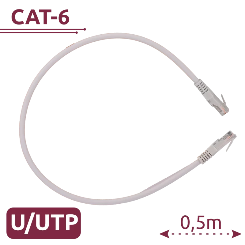 Cable UTP - Ethernet - Conectores RJ45 - Categoría 6 - 0,5 m - Color blanco