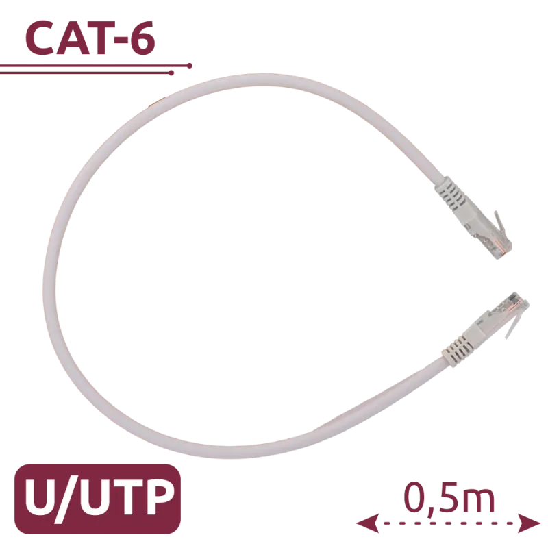 Cable UTP - Ethernet - Conectores RJ45 - Categoría 6 - 0,5 m - Color blanco
