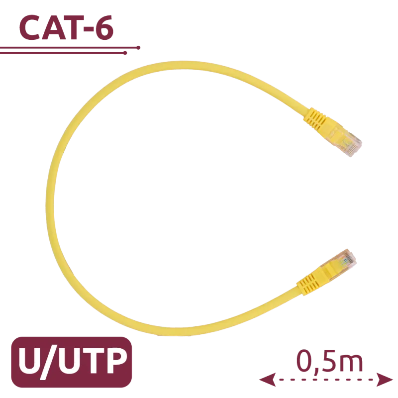 Cable UTP - Ethernet - Conectores RJ45 - Categoría 6 - 0,5 m - Color amarillo