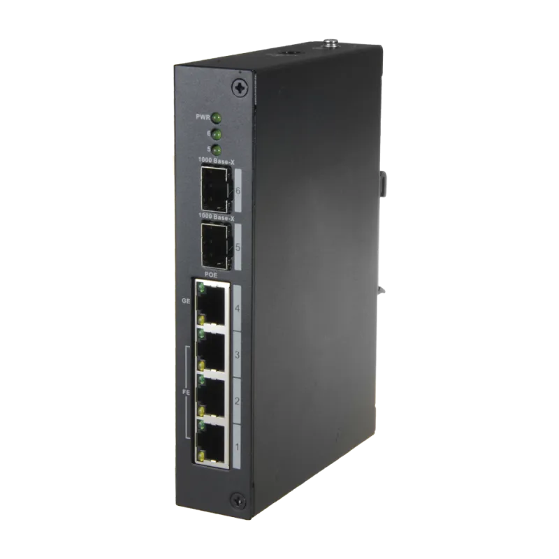 Switch PoE X-Security - 4 puertos PoE + 2 puertos SFP de fibra - Velocidad 10/100 Mbps - 60W puerto 4 / 30W puerto 1-...