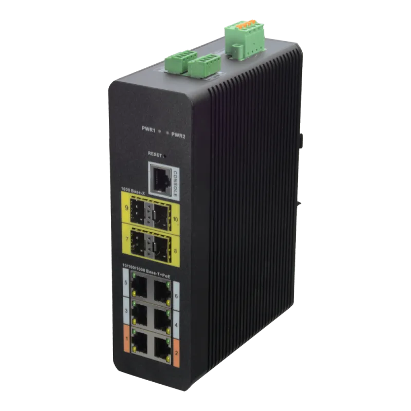 Switch HiPoE X-Security - 6 puertos PoE (RJ45) + 4 puerto Uplink (SFP) - Velocidad 10/100/1000 Mbps - 2 Puertos Hi-Po...