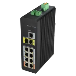Switch PoE X-Security Carril DIN - 8 puertos PoE RJ45 + 2 puertos SFP de fibra - Velocidad 10/100/1000 Mbps - 90W pue...